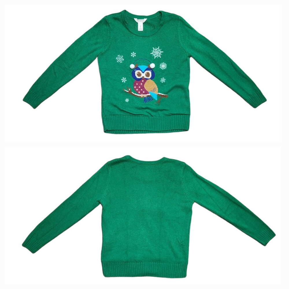 Green Knitted Owl Ugly Sweater Sz Med - Picture 2 of 9